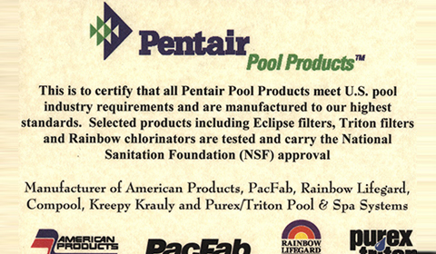 美国PENTAIR滨特尔泳池设备品牌授权书
