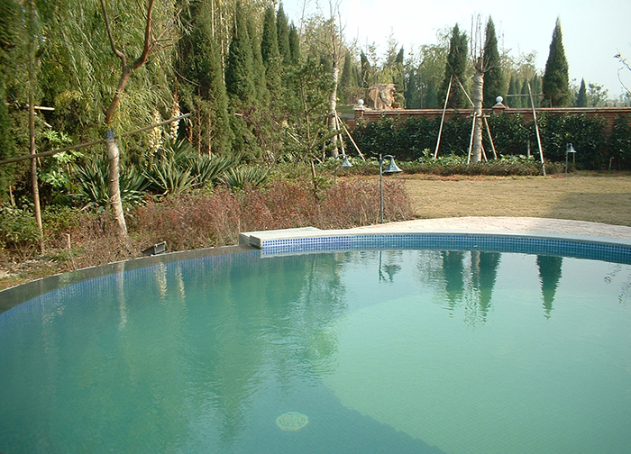 泳池中的局部无边溢水效果（侧面）